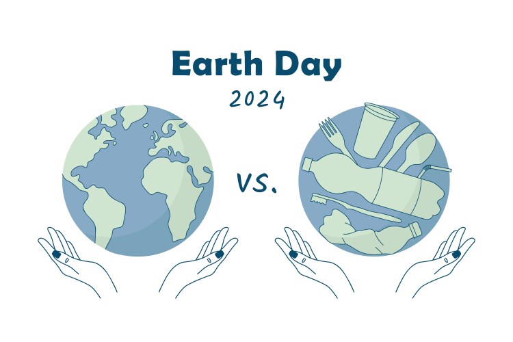 Earth day 2024 theme planet vs plastics beat vector image