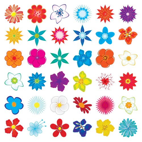 Cartoon flower icons cute summer stickers Vector Image