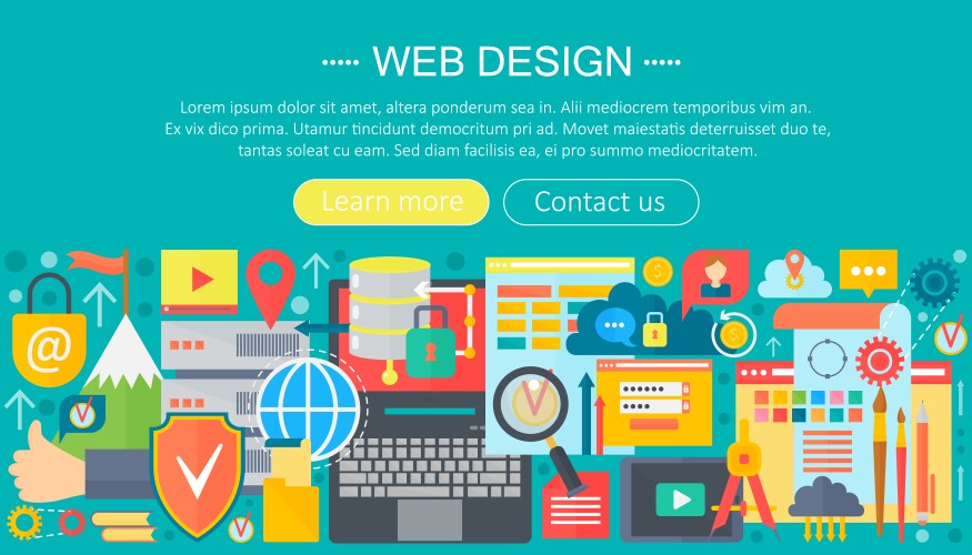 Web design flat concept programming apps vector image