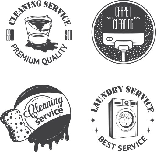 Set of vintage logos labels and badges cleaning Vector Image