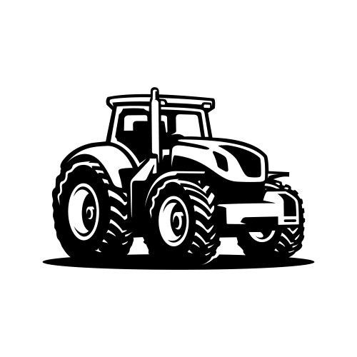 Black old tractor silhouette on white background Vector Image