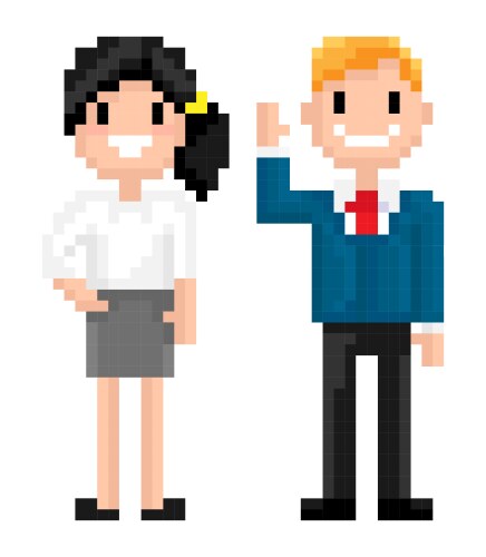 character pixel 8 bit game man and woman vector image