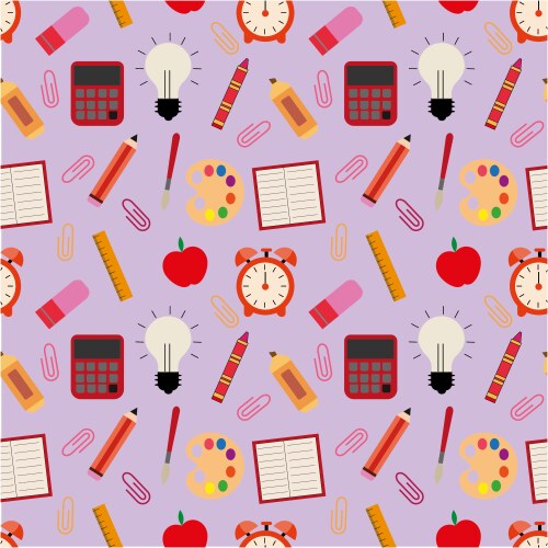School supplies seamless pattern background Vector Image