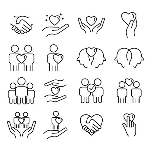 Friendship Line Icon - Editable Stroke Vector Image