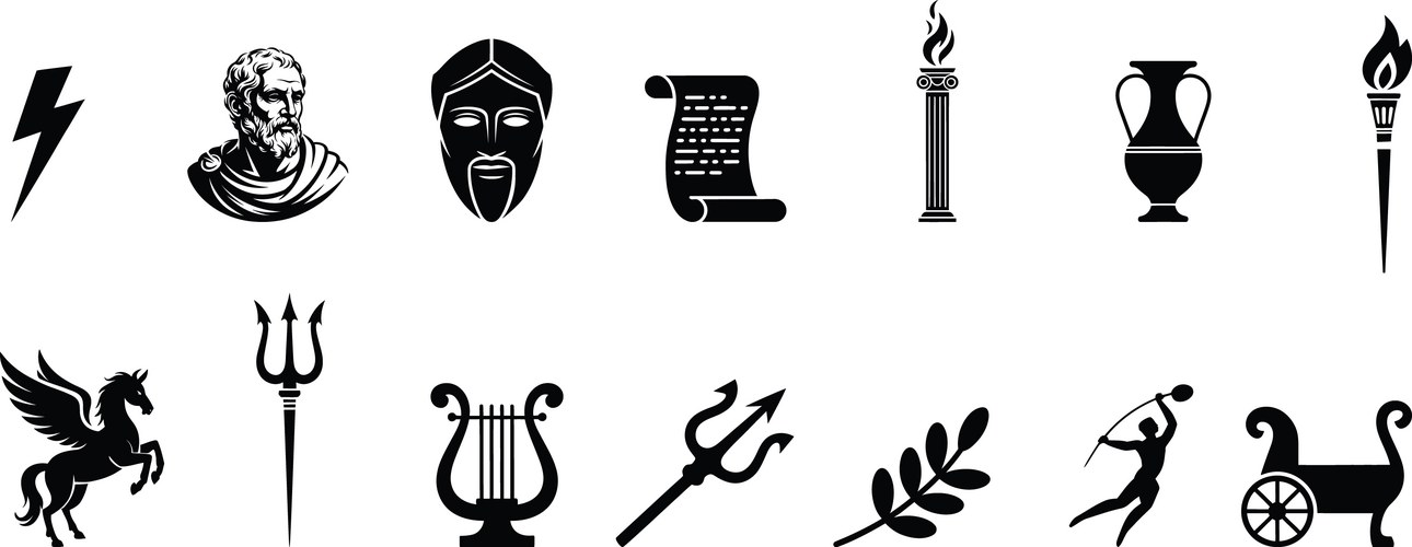 Ancient Greek Mythology Icons Vector Image