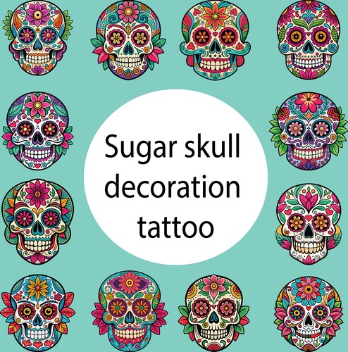Sugar skull decoration tattoo Vector Image