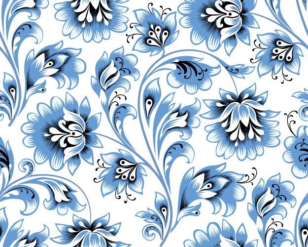 Floral seamless pattern flower swirl background Vector Image