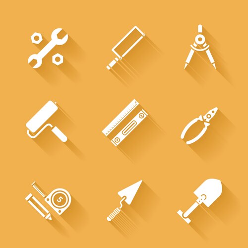 Working Tools Flat Icons Set – Royalty-Free Vector | VectorStock