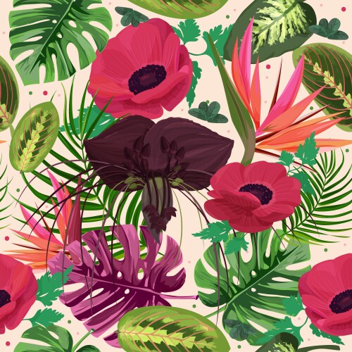 colorful tropical floral background exotic plant vector image