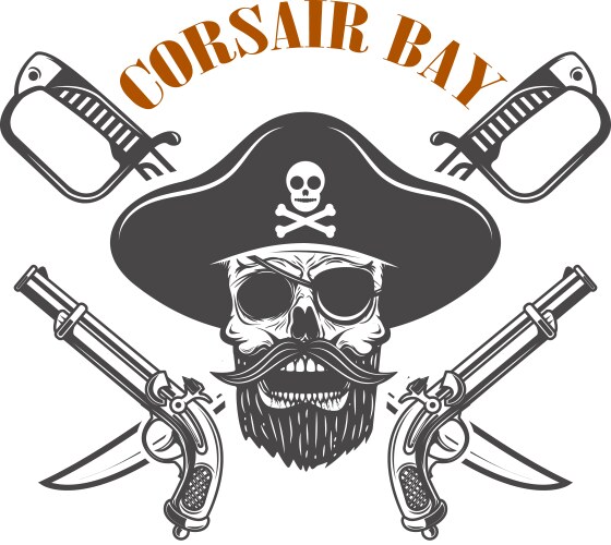 Pirate Corsair Bay Emblem Vector Image