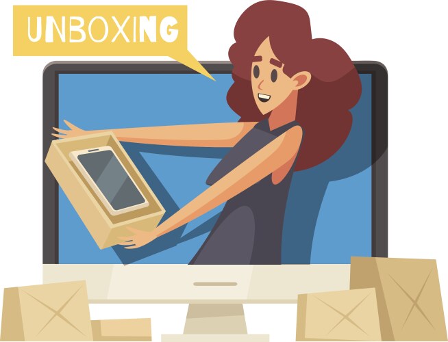 Unboxing blogger icon vector image