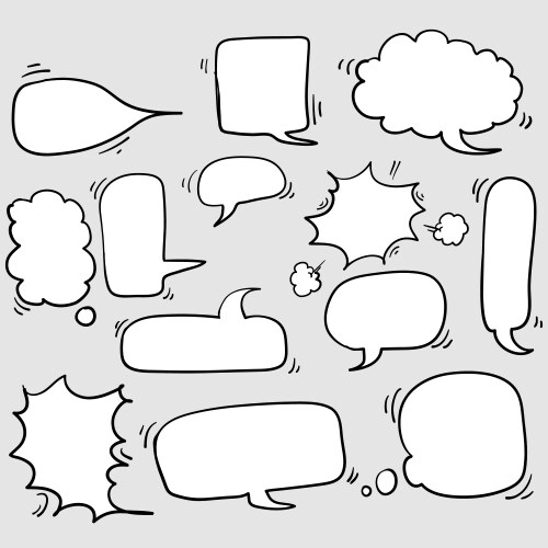Hand Drawn Speech Bubbles Set Vector Image