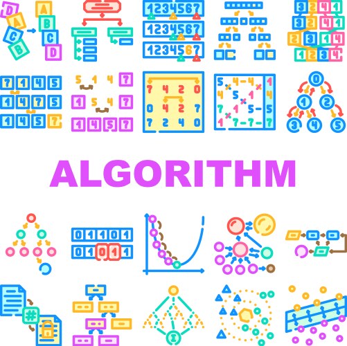 Sorting algorithm data filter icons set vektorbild