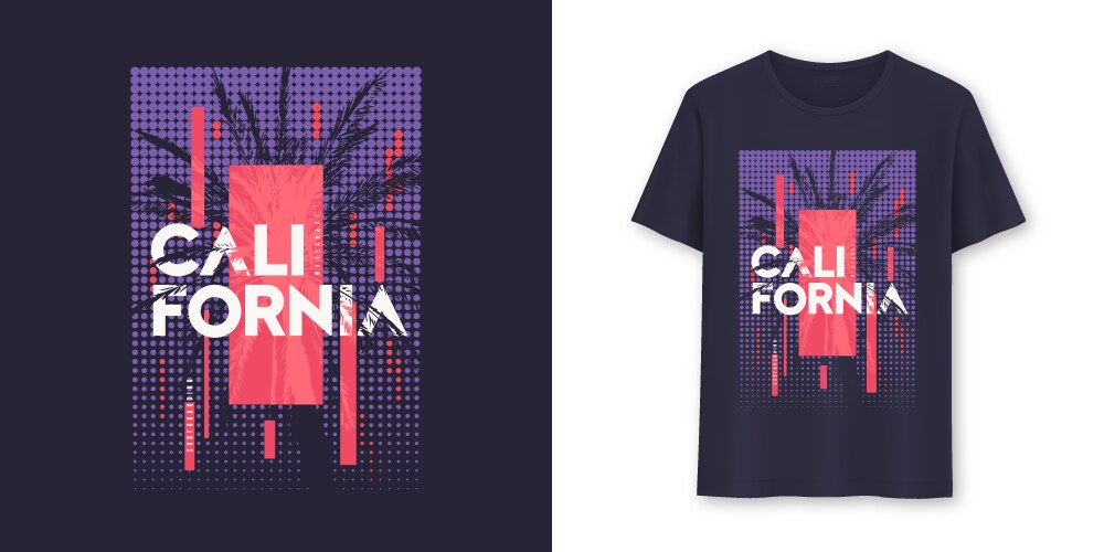 california stylish geometric graphic t-shirt vector image