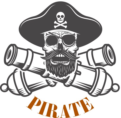 Pirate Ship Emblem with Cannons Vector Image