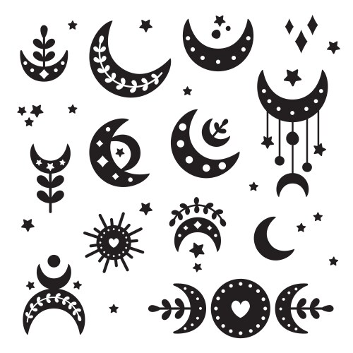 Tribal Moon & Sun Celestial Art Vector Image