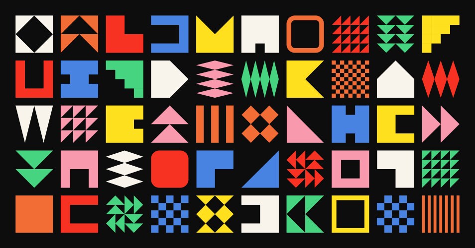 brutalist geometric shapes colorful symbols vector image