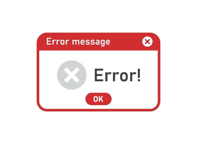 Error message icon in flat style computer window vector image