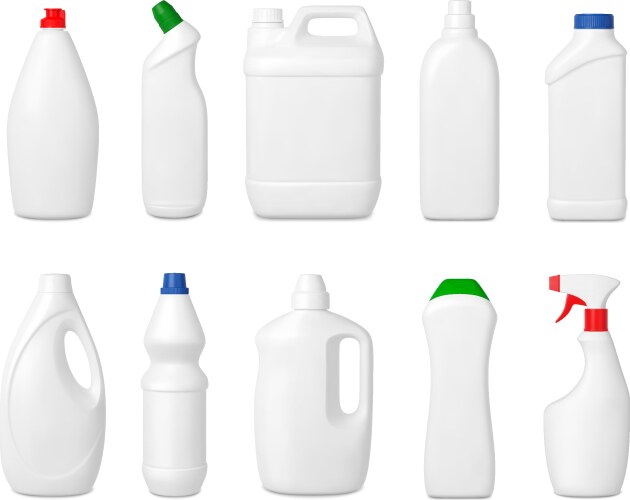 realistic cleaning products plastic packaging vector image