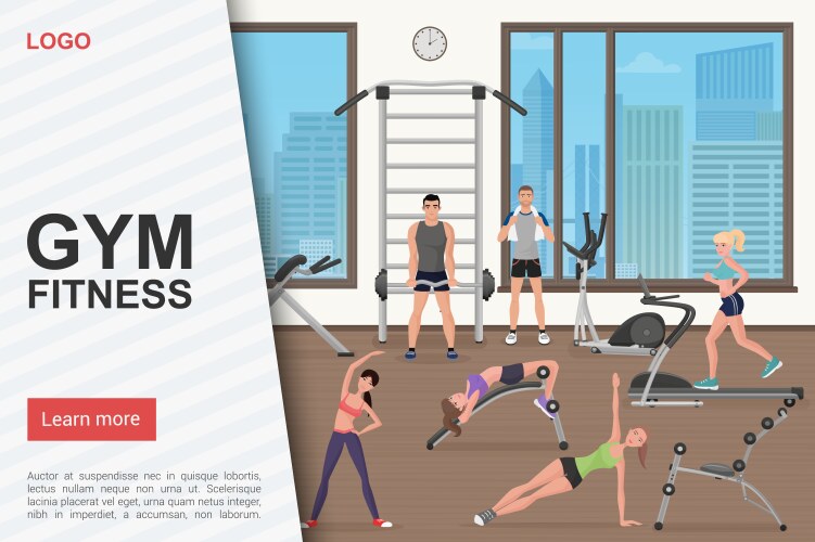 gym training workout landing page template vector image