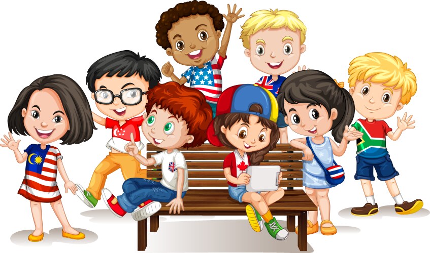 group of international children vector image