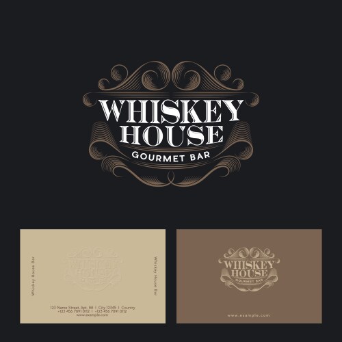 Vintage Whiskey House Logo Emblem Vector Image