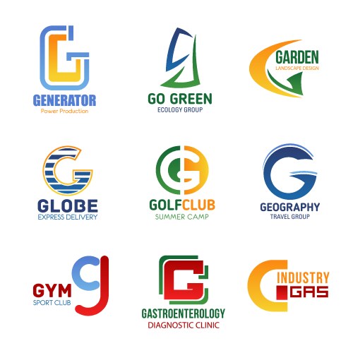 Letter g icons for corporate identity vector image