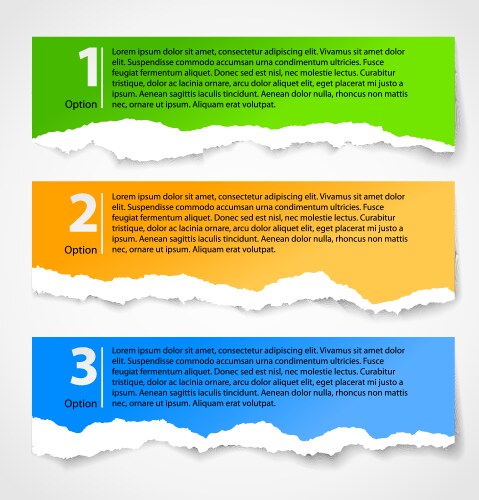 Torn paper progress option background Royalty Free Vector