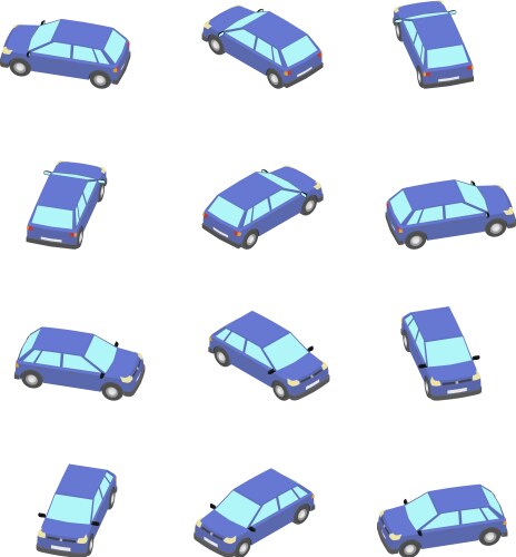 Animation rotation car in isometric vector image