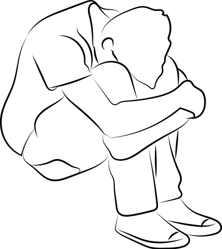 Sad man sketch on white background Vector Image