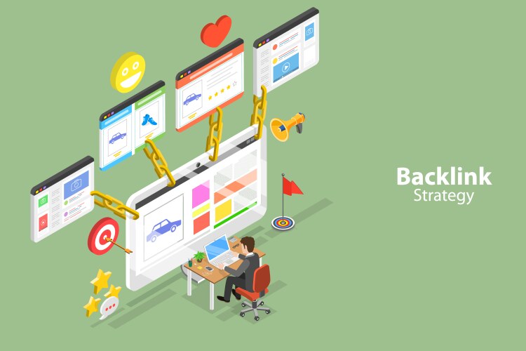 3d isometric flat concept link building Royalty Free Vector