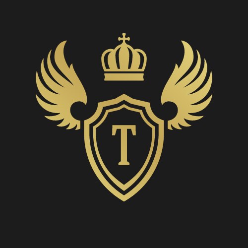 Luxury royal wing letter lc crest gold color logo Vector Image