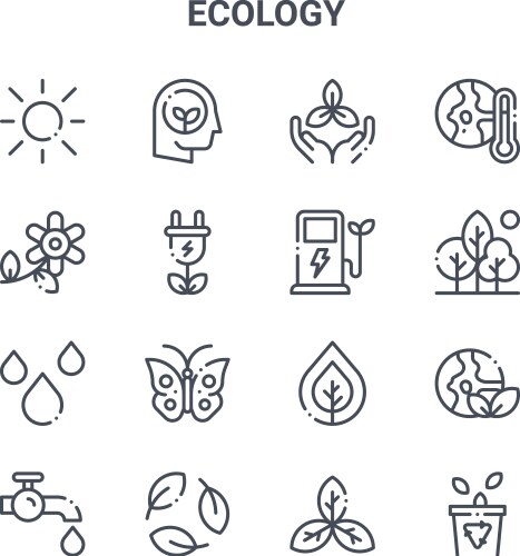 Set 16 ecology concept line icons 64x64 thin vector image