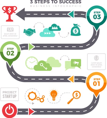 successful steps infographic business graphs vector image