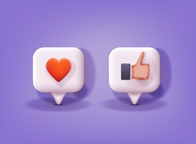 Thumb up gesture and heart as likes social media vector image