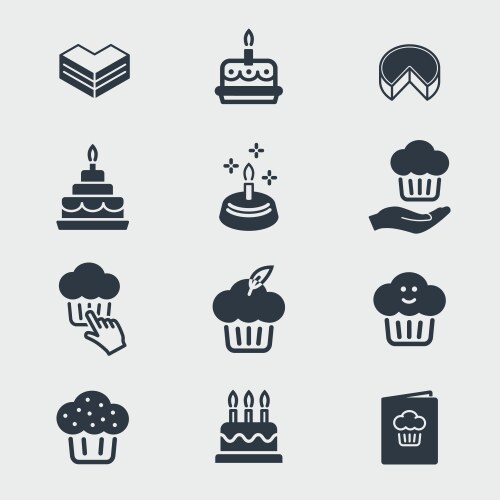 Cake icons set Royalty Free Vector Image - VectorStock