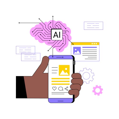 Ai-driven caption creation abstract concept vector image