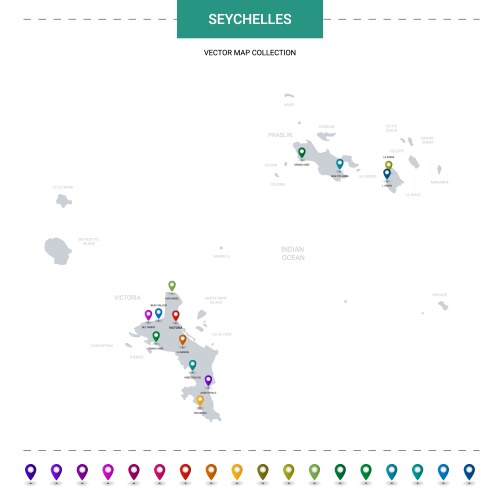 seychelles map with location pointer marks vector image