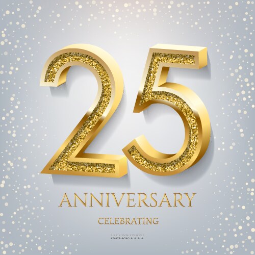 25th anniversary celebrating golden text vector image