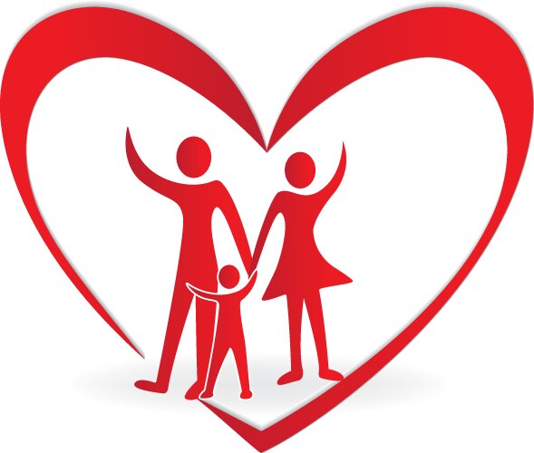 family and heart symbol vector image