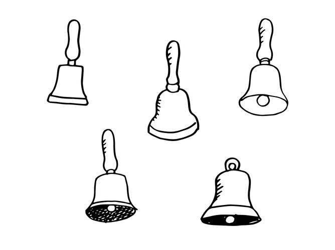 Cute Hand Drawn Bell Doodle Vector Image
