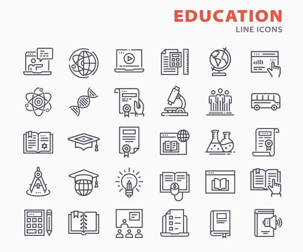 Knowledge education learning line icon set Vector Image