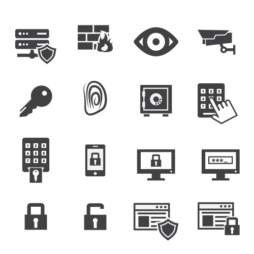 Computer network protection cyber security icons Vector Image