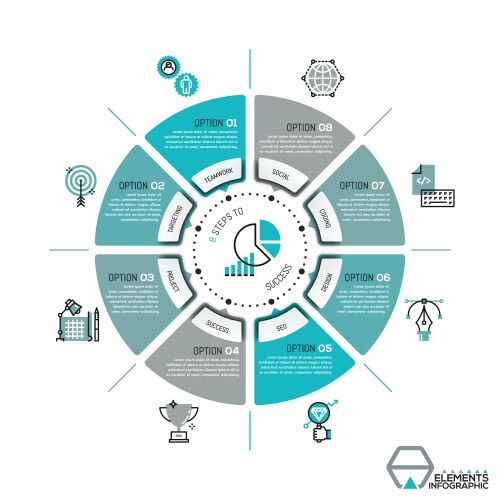 Circle chart infographic template with 11 options Vector Image