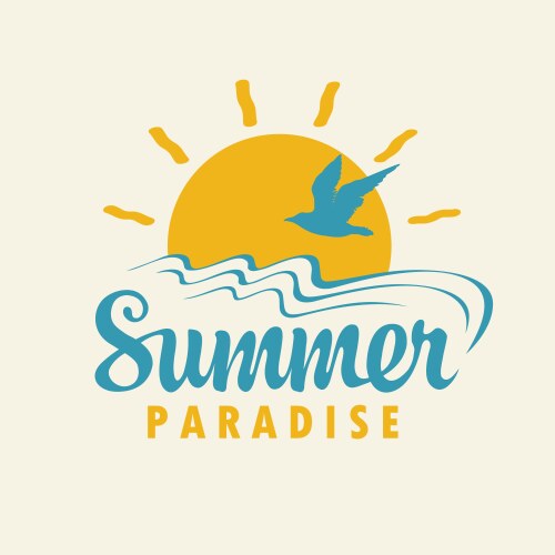 Travel summer banner with inscription sun gull vector image