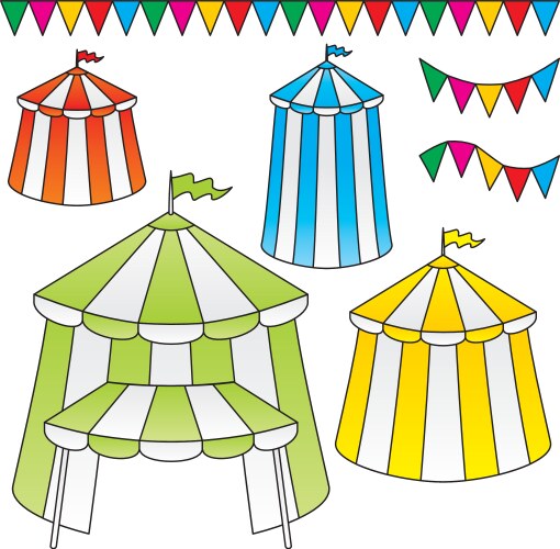 Circus tent in blue and white color Royalty Free Vector