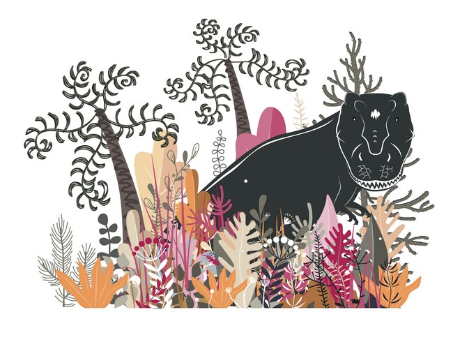 Cute T-Rex in Rainforest Vector Image