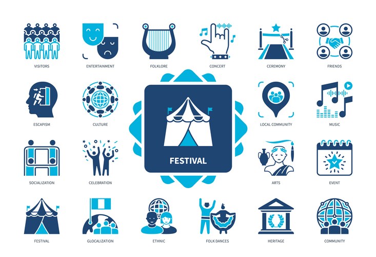5 festival icons Royalty Free Vector Image - VectorStock