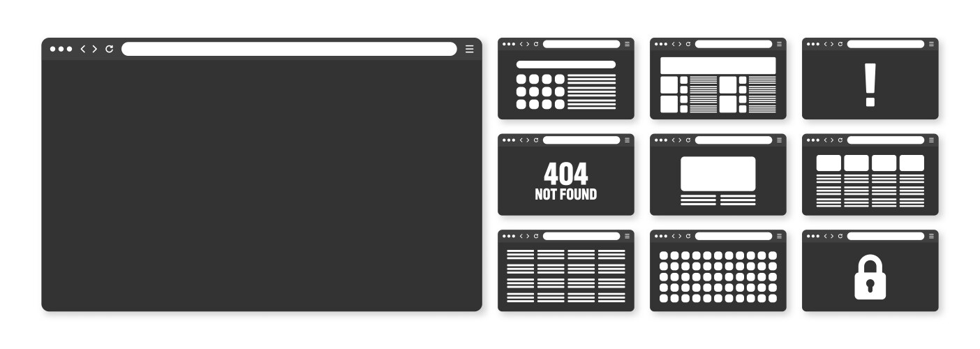 Web browser window pages layout with toolbar vector image
