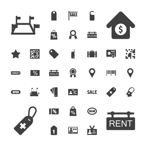 37 tag icons vector image